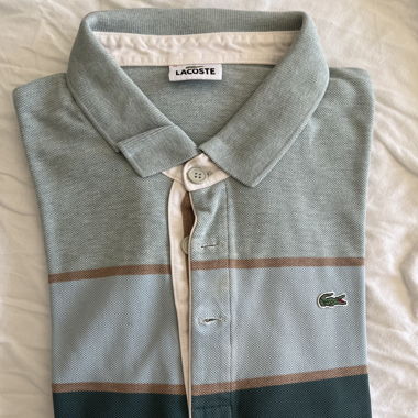 Polo Lacoste vintage rayé manches longues