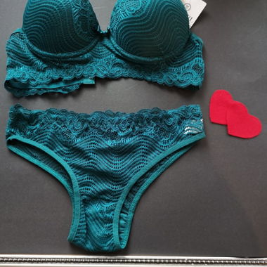 Dressed Lace Lingerie Set in Duck Egg Green XS