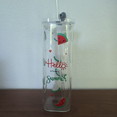 Hello Summer Straw Glass