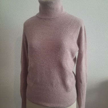 Scotch & Soda roll-neck sweater, pink with a slight off-white tone
