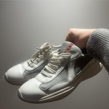 Prada sneaker bianche con mesh prada cups