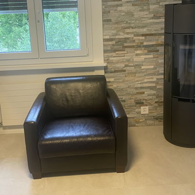 Fauteuil en cuir marron