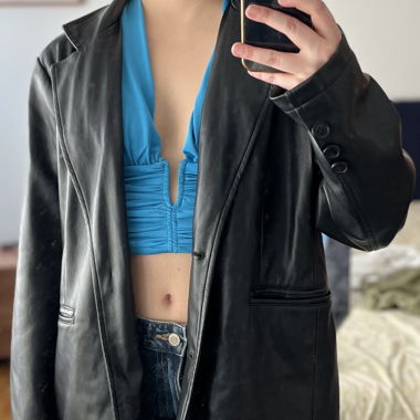 Veste noir similicuir - effet blazer