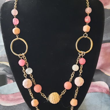 Pink and white pearl necklace - Dinah