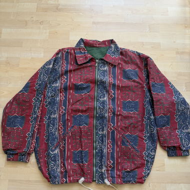 Vintage Wendjacke grün/rot gemustert XL