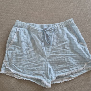 Beldona light blue checked sleep shorts S