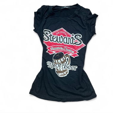 Schwarzes badazzled Stewarts T-Shirt (M)