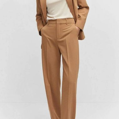 Pantalon tailleur à jambe large Mango — Camel