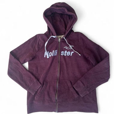 Sweat à capuche zippé bordeaux Hollister Y2K (taille M)