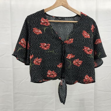 Bluse mit Rosen Muster und Punkte