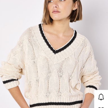 Strickpullover mit V-Ausschnitt, Apricot