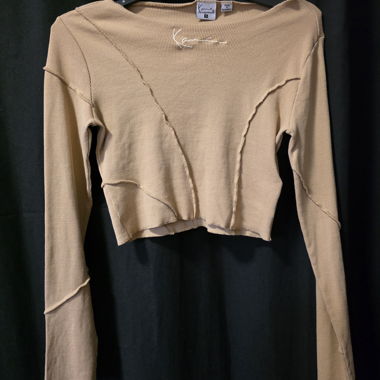 Top cropped a maniche lunghe – sabbia