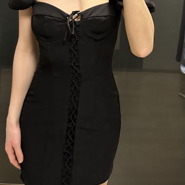 Black Mini Dress with Puff Sleeves