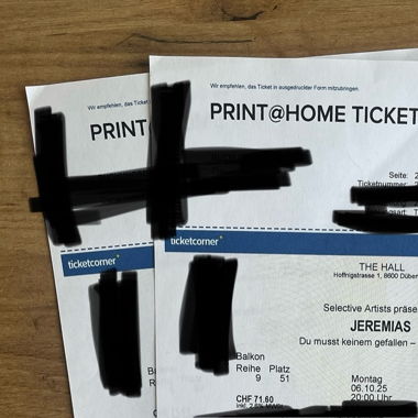 Zwei tickets für jeremias in dübendorf