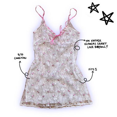 y2k victoria's secret floral lace babydoll dress