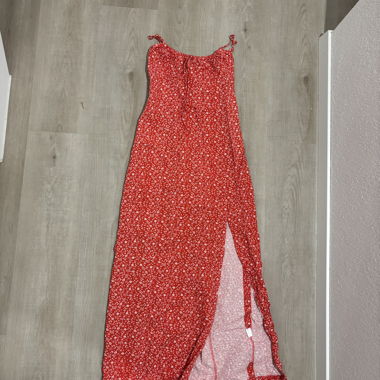 Long red floral dress ZARA size XS