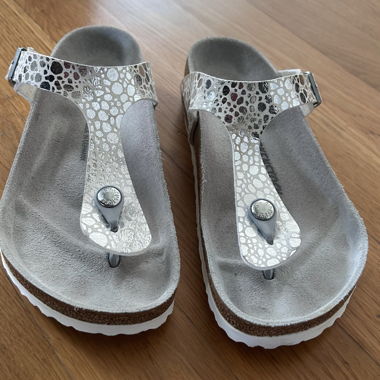 Birkenstock Gizeh Metallizzato Argento UE 38