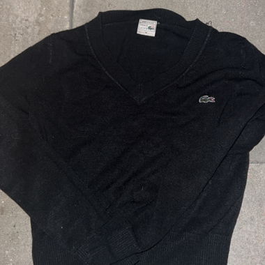 Pull Lacoste noir col en V