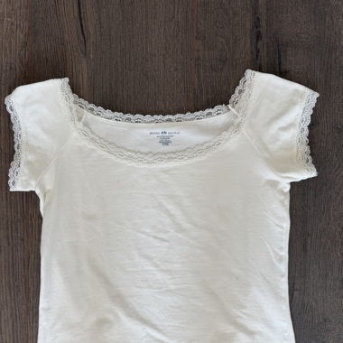 White boatneck lace top