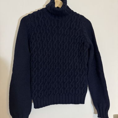 Cyrillus navy merino wool turtleneck sweater