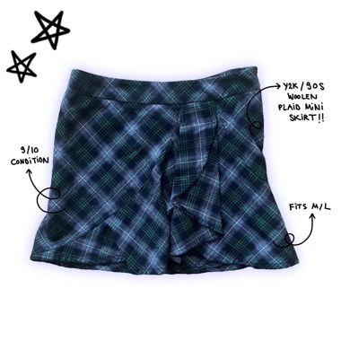 y2k mall goth/grunge plaid woolen mini skirt
