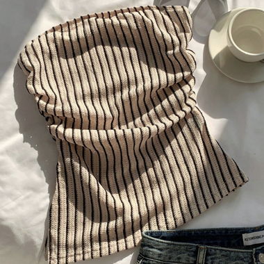cute striped tube top in beige! 