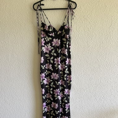 Maxi Sommerkleid Schwarz mit Blumen