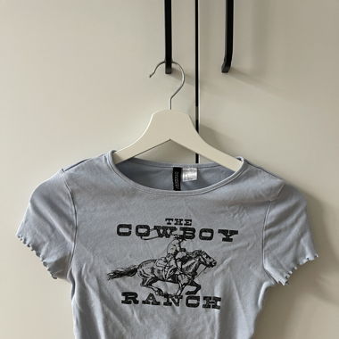 Hellblaues Crop Top mit Print