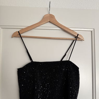 Sequin black crop top