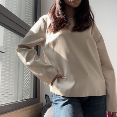 Beige Long-Sleeve Top