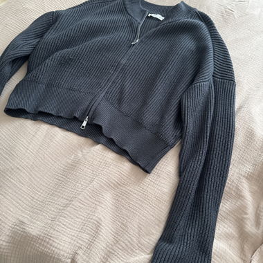 Maglione nero grigio con zip Pull&bear