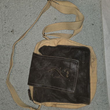 Borsa a tracolla in tela e pelle
