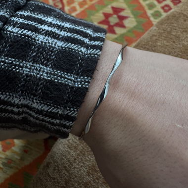 Filo sottile bracciale a polsino in argento