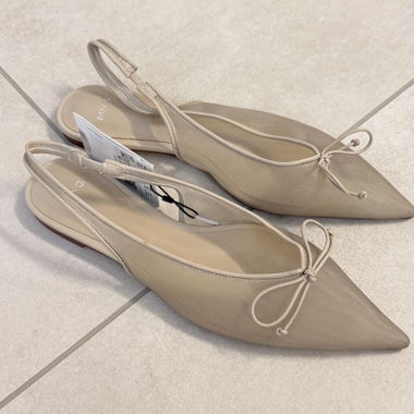 Beige Mango Slingback Ballet Flats