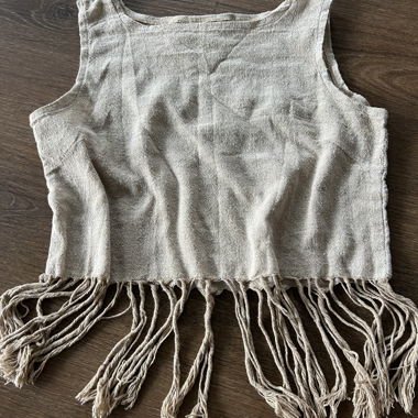 Top in cotone boho con frange