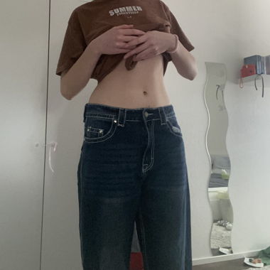 Dark blue high-waist jeans