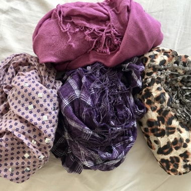 4-Piece Scarf Set lilac pink leopard print Foulard Scarf