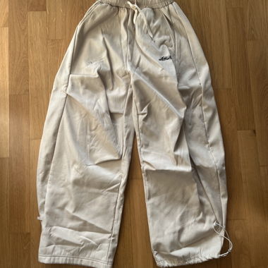 Beige wide-leg drawstring pants
