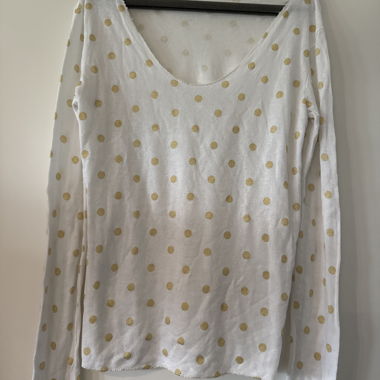 Weisses Polka-Dot Langarmshirt