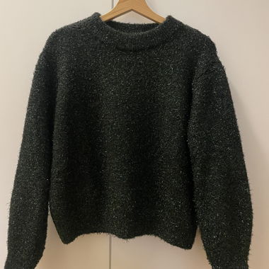 Maglione lucido nero e verde, S, H&M