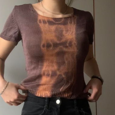 Maglia marrone/arancione lavorata a maglia