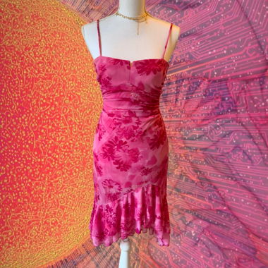 Pink floral slip dress