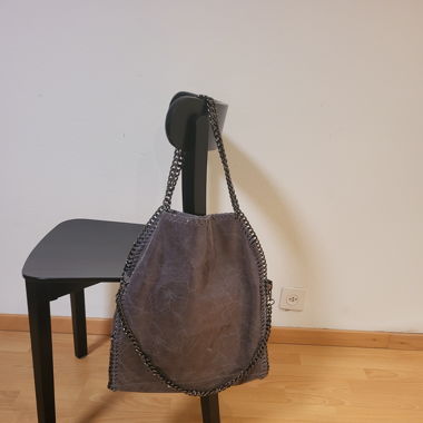 Grey Italian Leather Handbag