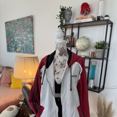 ADIDAS Vintage Jacke rot/schwarz/weiss Gr L