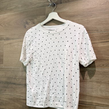 T-shirt blanc à pois Mango