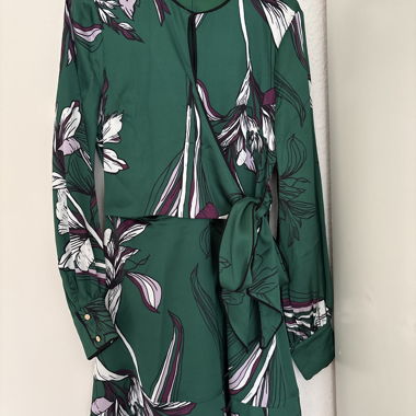 Green Floral Wrap Dress