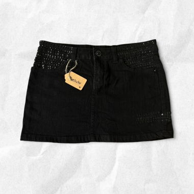 Y2K schwarze Denim-Minirock