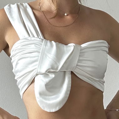 One shoulder silk crop top