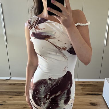 Robe blanche longue à fleurs taille S