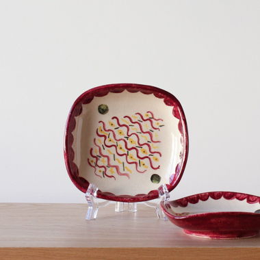 Vintage 1950 Studio Keramik rote Snackschalen